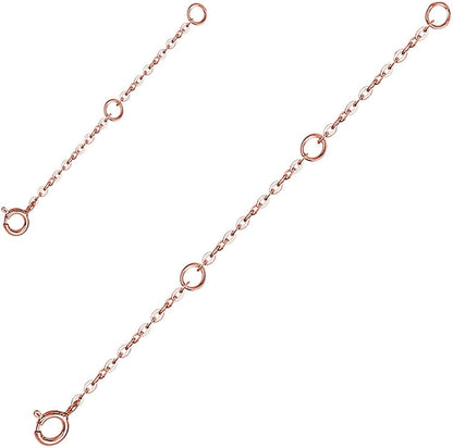 AOBOCO 925 Sterling Silver Chain Extenders for Necklace Bracelet with Gift Box Apparel & Accessories > Jewelry > Anklets AOBOCO Set 2''&4'' rose gold plated  