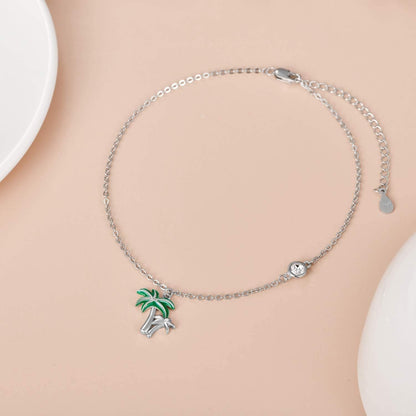 AOBOCO Boho Starfish Turtle Palm Tree Anklets for Women 925 Sterling Silver Adjustable Foot Ocean Beach Ankle Bracelet for Summer, Made with Austrian Crystals Apparel & Accessories > Jewelry > Anklets AOBOCO   