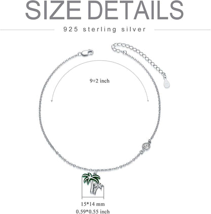 AOBOCO Boho Starfish Turtle Palm Tree Anklets for Women 925 Sterling Silver Adjustable Foot Ocean Beach Ankle Bracelet for Summer, Made with Austrian Crystals Apparel & Accessories > Jewelry > Anklets AOBOCO   