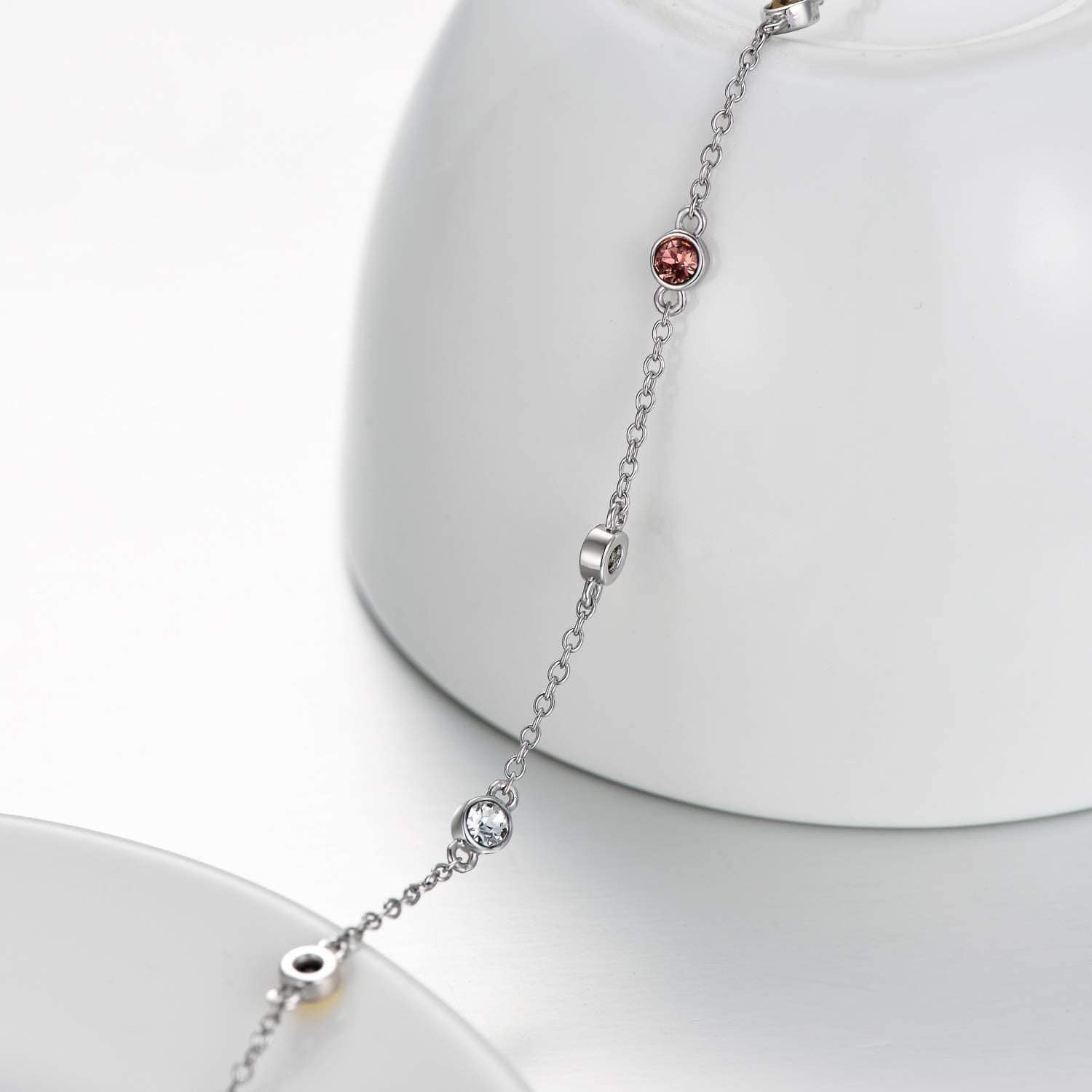 AOBOCO Sterling Silver Rainbow Planet Galaxy Anklet, Multicolor Crystals from Austria , Ankle Bracelet Foot Bracelet for Women, Anniversary Birthday Jewelry Gifts for Daughter Sister Wife Girlfriend Apparel & Accessories > Jewelry > Anklets AOBOCO   