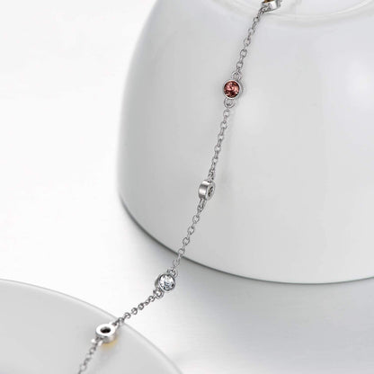 AOBOCO Sterling Silver Rainbow Planet Galaxy Anklet, Multicolor Crystals from Austria , Ankle Bracelet Foot Bracelet for Women, Anniversary Birthday Jewelry Gifts for Daughter Sister Wife Girlfriend Apparel & Accessories > Jewelry > Anklets AOBOCO   
