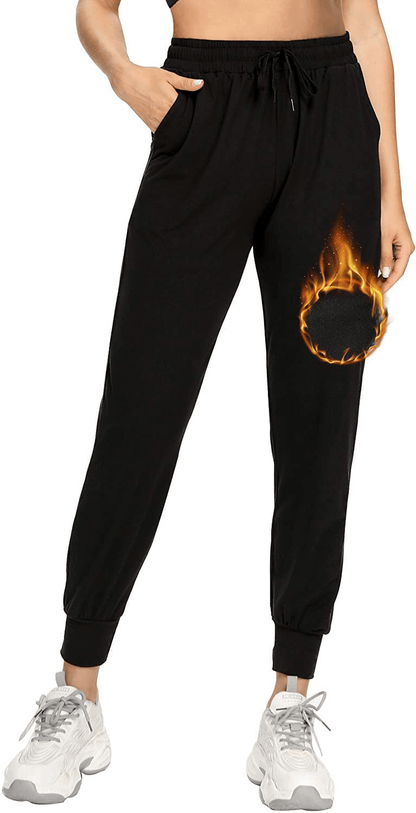 Aoliks Women'S Fleece Lined Sweatpants Thermal Joggers with Pockets Winter Lounge Yoga Workout Running Pants Apparel & Accessories > Clothing > Activewear Kylie Max   