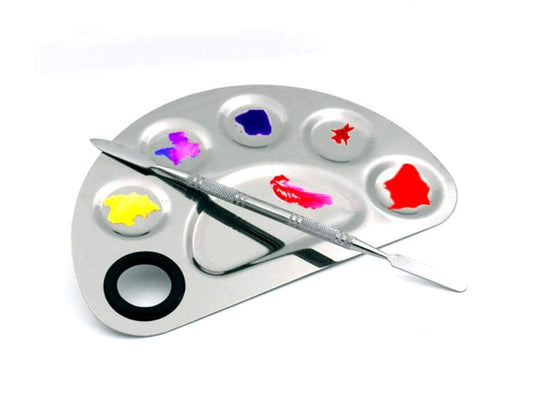 Aoshang Stainless Steel 6 Holes Makeup Palette Nail Art Polish Mixing Plate Cosmetic Artist Mixing Palette with Spatula Tool for Mixing Foundation Health & Beauty > Personal Care > Cosmetics > Cosmetic Tools > Makeup Tools Aoshang   