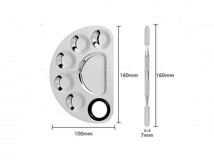 Aoshang Stainless Steel 6 Holes Makeup Palette Nail Art Polish Mixing Plate Cosmetic Artist Mixing Palette with Spatula Tool for Mixing Foundation Health & Beauty > Personal Care > Cosmetics > Cosmetic Tools > Makeup Tools Aoshang   