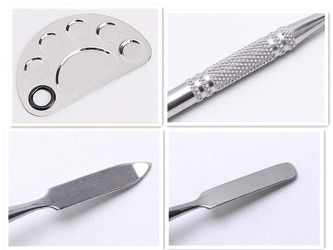 Aoshang Stainless Steel 6 Holes Makeup Palette Nail Art Polish Mixing Plate Cosmetic Artist Mixing Palette with Spatula Tool for Mixing Foundation Health & Beauty > Personal Care > Cosmetics > Cosmetic Tools > Makeup Tools Aoshang   