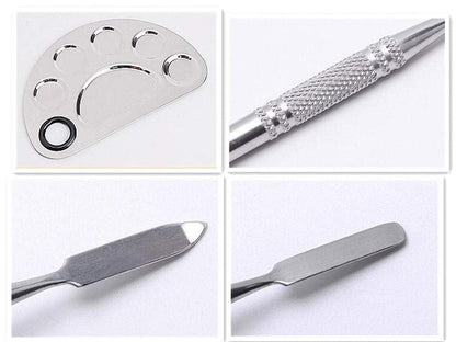 Aoshang Stainless Steel 6 Holes Makeup Palette Nail Art Polish Mixing Plate Cosmetic Artist Mixing Palette with Spatula Tool for Mixing Foundation Health & Beauty > Personal Care > Cosmetics > Cosmetic Tools > Makeup Tools Aoshang   