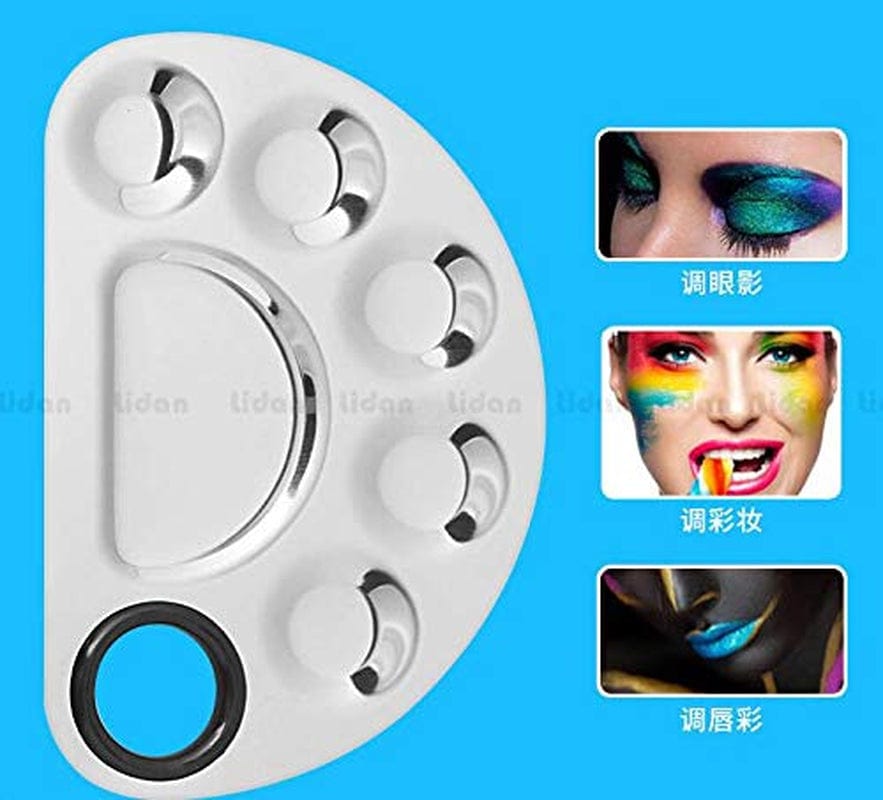 Aoshang Stainless Steel 6 Holes Makeup Palette Nail Art Polish Mixing Plate Cosmetic Artist Mixing Palette with Spatula Tool for Mixing Foundation Health & Beauty > Personal Care > Cosmetics > Cosmetic Tools > Makeup Tools Aoshang   