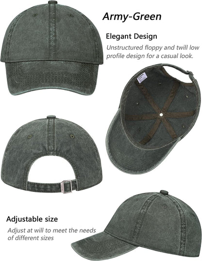 AOSMI 3 Pack Vintage Washed Cotton Adjustable Baseball Caps for Men Women Unstructured Low Profile Plain Classic Dad Hat Apparel & Accessories > Clothing Accessories > Hats AOSMI   