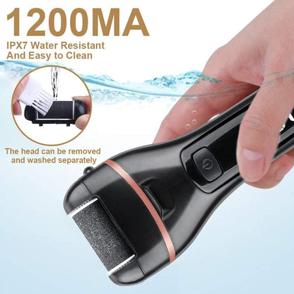 Aottom Foot Callus Remover - Electric Pedicure Tools Foot Care Feet File with 3 Roller Heads 2 Speed Battery Display for Remove Cracked Heels Calluses Dead Skin - Black Health & Beauty > Personal Care > Foot Care Aottom   