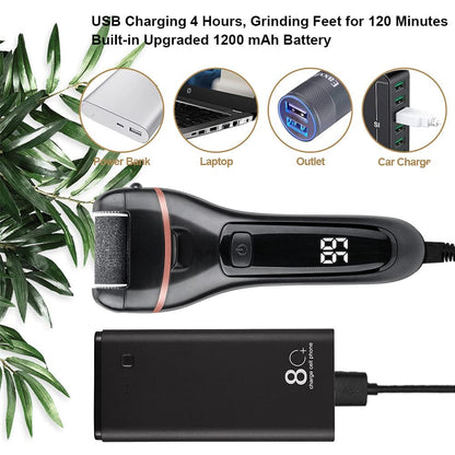 Aottom Foot Callus Remover - Electric Pedicure Tools Foot Care Feet File with 3 Roller Heads 2 Speed Battery Display for Remove Cracked Heels Calluses Dead Skin - Black Health & Beauty > Personal Care > Foot Care Aottom   