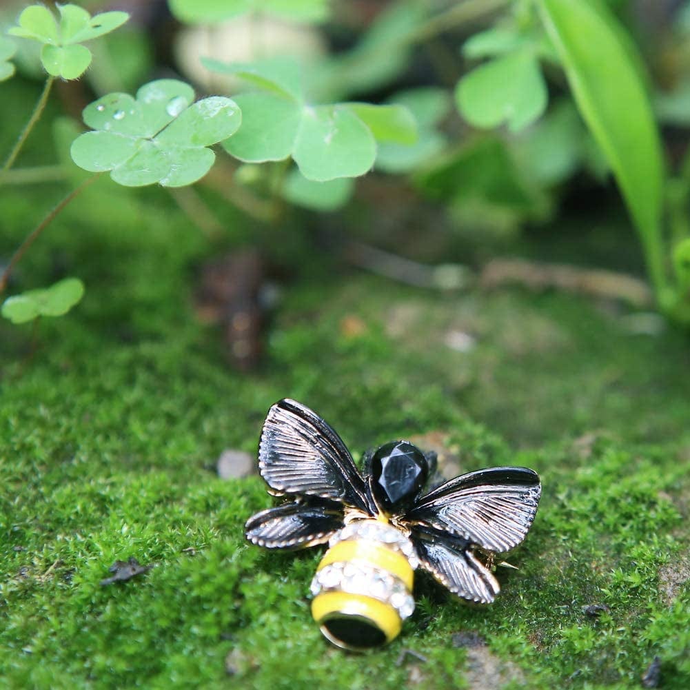 Apol Set of 10 Fashion Enamel Crystal Rhinestones Bee Themed Brooch Pin Jewelry Lapel Pins for Clothes Collar Dress Scarf Bag Decoration