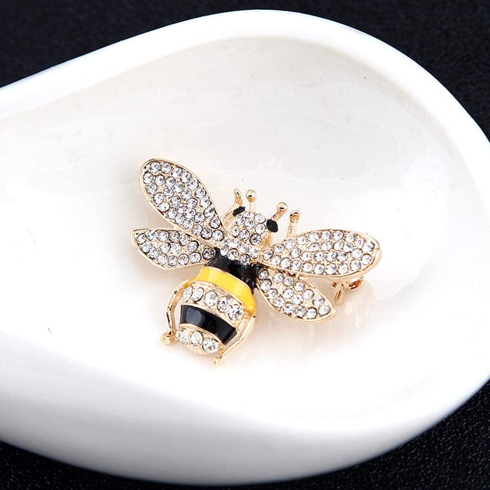 Apol Set of 10 Fashion Enamel Crystal Rhinestones Bee Themed Brooch Pin Jewelry Lapel Pins for Clothes Collar Dress Scarf Bag Decoration