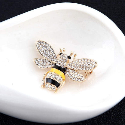 Apol Set of 10 Fashion Enamel Crystal Rhinestones Bee Themed Brooch Pin Jewelry Lapel Pins for Clothes Collar Dress Scarf Bag Decoration
