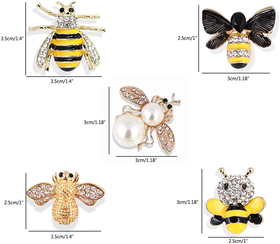 Apol Set of 10 Fashion Enamel Crystal Rhinestones Bee Themed Brooch Pin Jewelry Lapel Pins for Clothes Collar Dress Scarf Bag Decoration