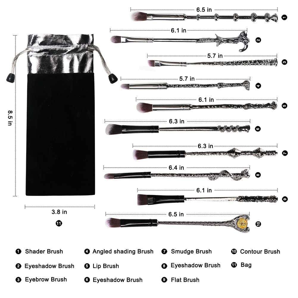 Aprfairy Wizard Wand Potter Makeup Brushes Set with Gift Bag 10Pcs Metal Magic Eye Shadow Eyeliner Blending Pencil Lip Brush Beauty Tools Health & Beauty > Personal Care > Cosmetics > Cosmetic Tools > Makeup Tools AprFairy   