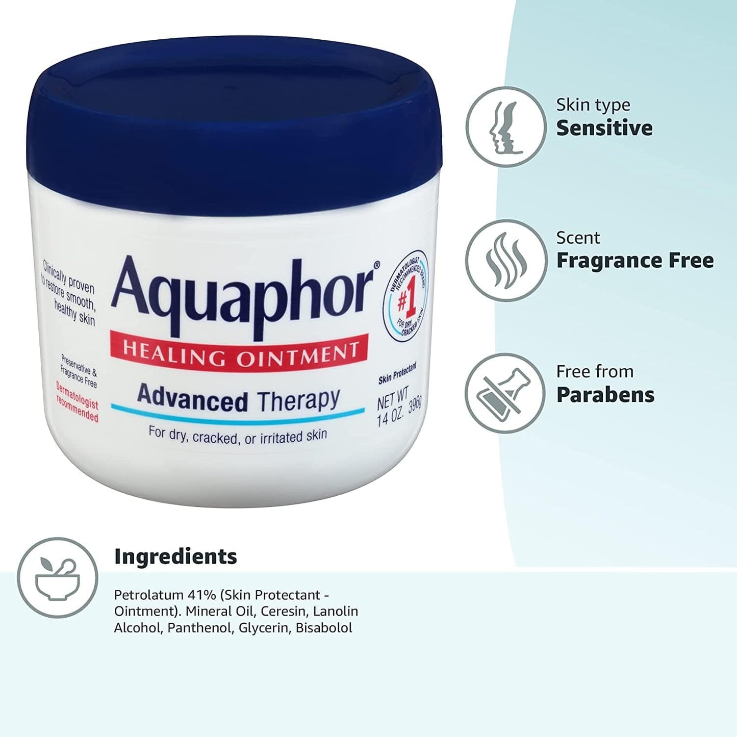 Aquaphor Healing Ointment, Advanced Therapy Skin Protectant, Dry Skin Body Moisturizer, Multi-Purpose Healing Ointment, for Dry, Cracked Skin & Minor Cuts & Burns, 14 Oz Jar Health & Beauty > Personal Care > Foot Care Aquaphor   