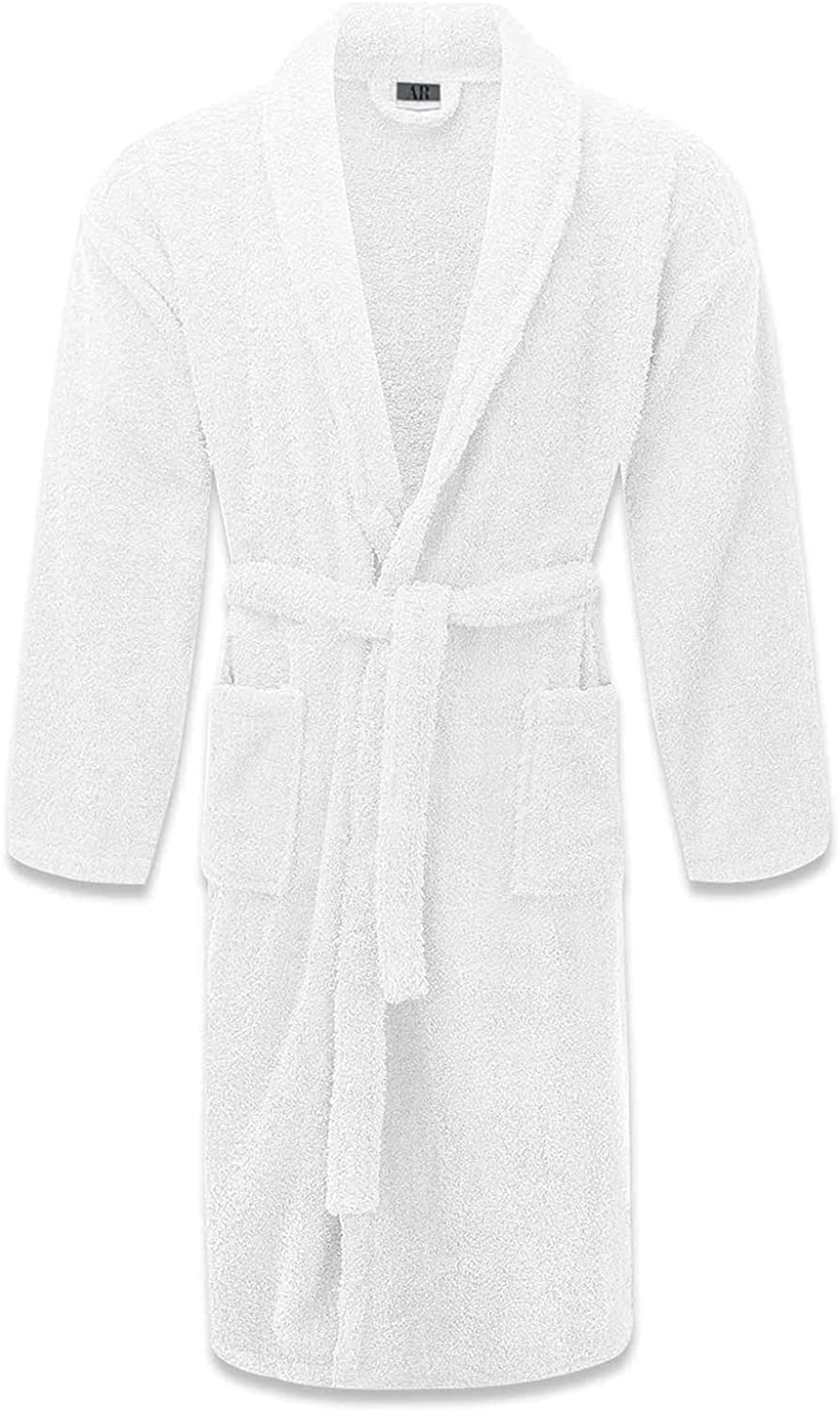 AR LINENS 100% Cotton Terry Bathrobe and Slipper Set Plush Terry Cloth Robe with Self-Tie Wrap Belt Absorbent Unisex Bathrobe Apparel & Accessories > Clothing > Sleepwear & Loungewear > Robes Kylie Max   