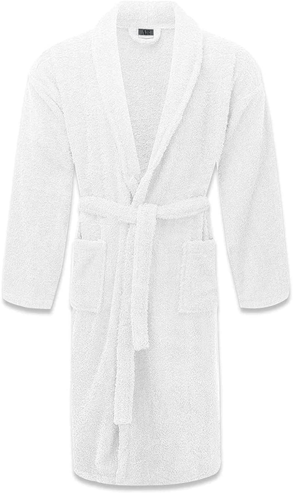 AR LINENS 100% Cotton Terry Bathrobe and Slipper Set Plush Terry Cloth Robe with Self-Tie Wrap Belt Absorbent Unisex Bathrobe Apparel & Accessories > Clothing > Sleepwear & Loungewear > Robes Kylie Max   