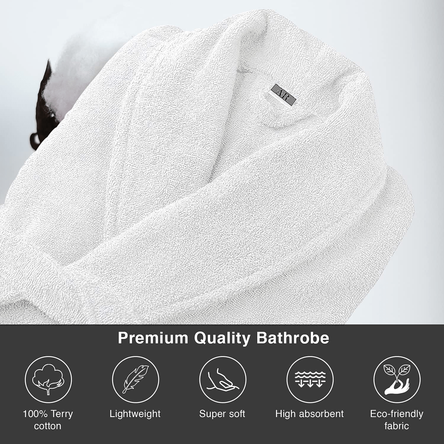 AR LINENS 100% Cotton Terry Bathrobe and Slipper Set Plush Terry Cloth Robe with Self-Tie Wrap Belt Absorbent Unisex Bathrobe Apparel & Accessories > Clothing > Sleepwear & Loungewear > Robes Kylie Max   