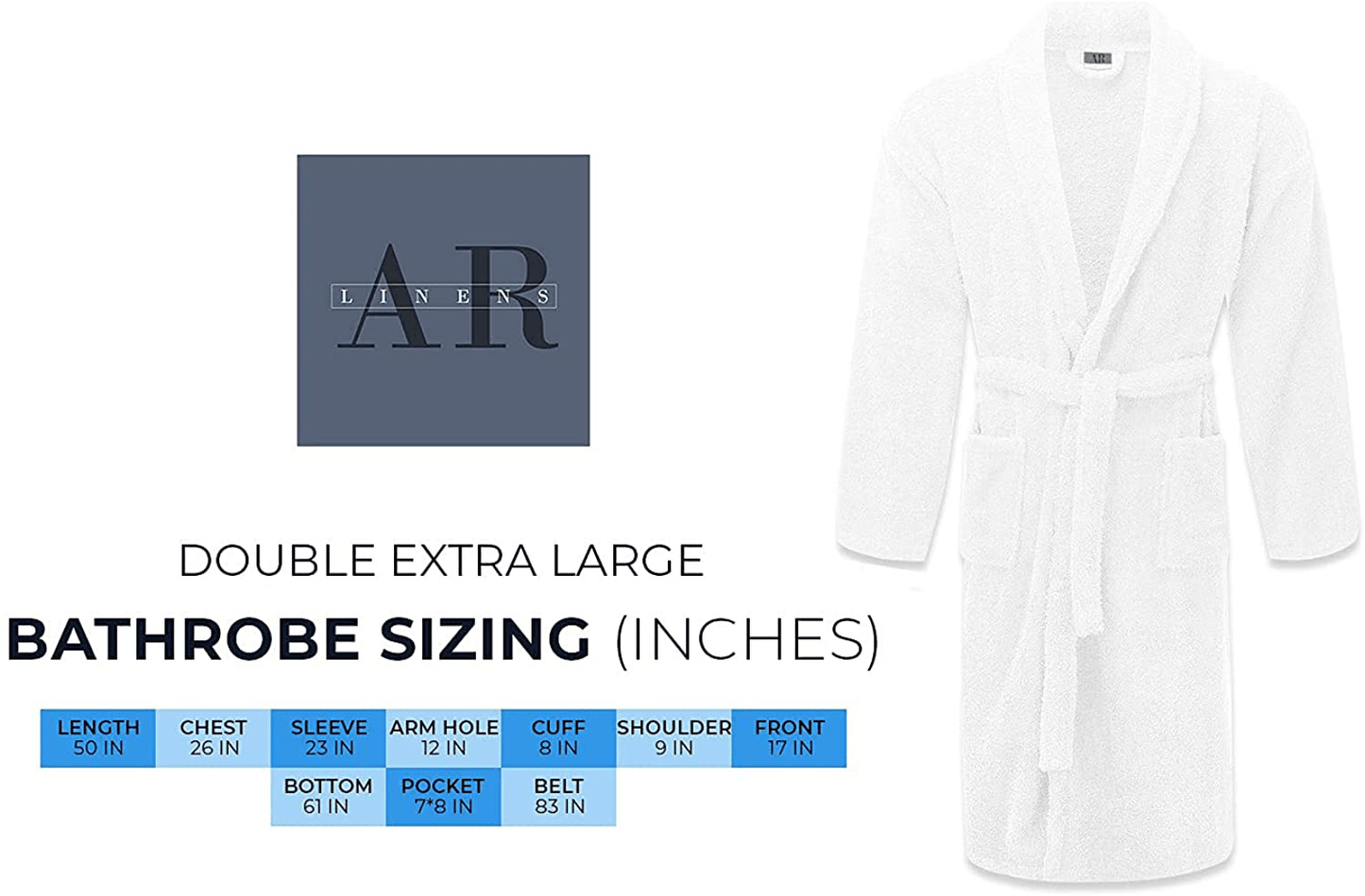 AR LINENS 100% Cotton Terry Bathrobe and Slipper Set Plush Terry Cloth Robe with Self-Tie Wrap Belt Absorbent Unisex Bathrobe Apparel & Accessories > Clothing > Sleepwear & Loungewear > Robes Kylie Max   