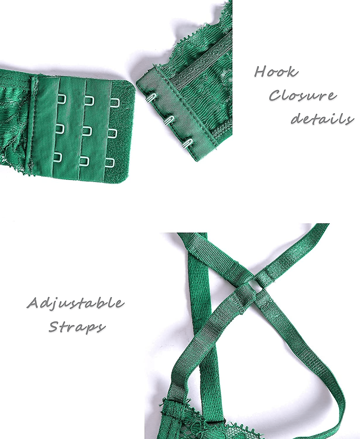 Aranmei Lingerie for Women 3 Pieces Exotic Lingerie Set with Garter Belts Sexy Lace Bra and Panty Sets Strappy Underwear Set Apparel & Accessories > Clothing > Underwear & Socks > Lingerie Aranmei   