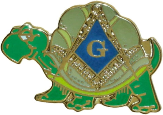 Are You a Mason Turtle Lapel Pin Gold Plated One Inch Wide
