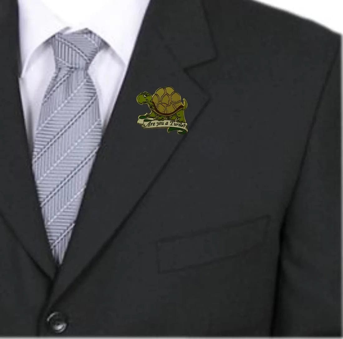 Are You a Turtle Lapel Pin Gold Plated One Inch Wide