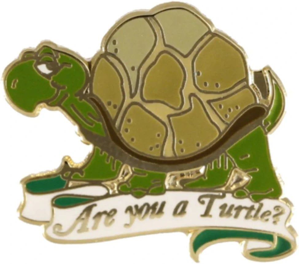 Are You a Turtle Lapel Pin Gold Plated One Inch Wide