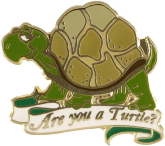 Are You a Turtle Lapel Pin Gold Plated One Inch Wide