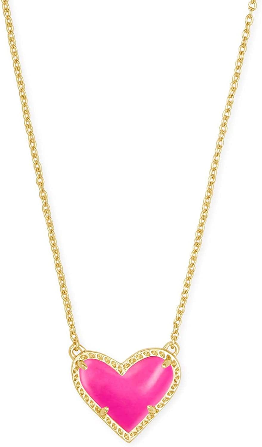 Ari Heart Adjustable Length Pendant Necklace for Women, Fashion Jewelry GOLD - MAGENTA