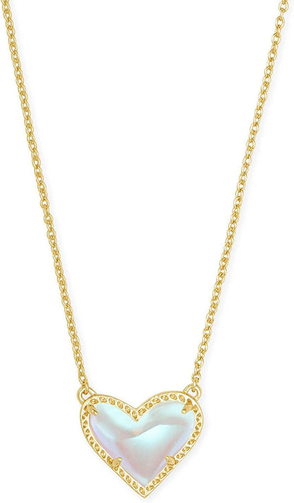 Ari Heart Adjustable Length Pendant Necklace for Women, Fashion Jewelry GOLD - IRIDESCENT DICHROIC GLASS