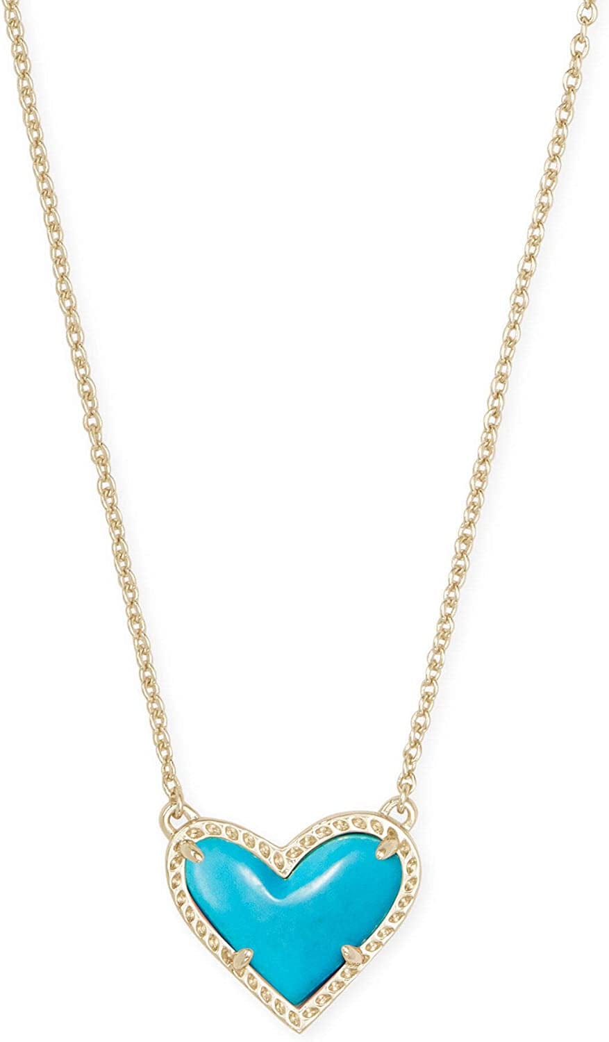 Ari Heart Adjustable Length Pendant Necklace for Women, Fashion Jewelry GOLD - TURQUOISE MAGENSITE