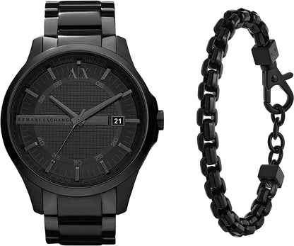 Armani Exchange AX Men'S Stainless Steel Quartz Dress Watch Black/ watch & bracelet