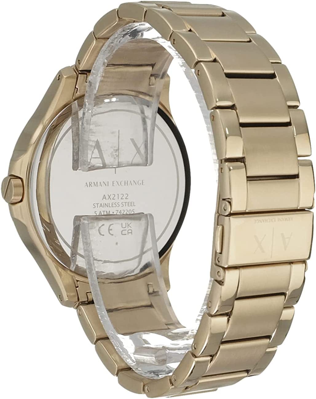 Armani Exchange Black Dial Gold PVD Mens Watch AX2122