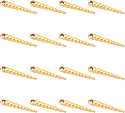Arricraft 128 Pcs 8 Colors Spike Beads Pendants, Tibetan Style Alloy Spike Charms Antique Long Stick Bullet Pendants Jewelry Making Supplies for DIY Necklace Bracelet Earrings Antique Golden