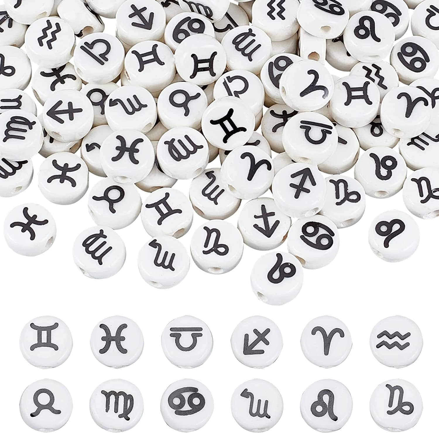 Arricraft 90 Pcs Transparent Glass Butterfly Wings Charms Pendants for Necklace Bracelets Jewelry Making (Mixed Color) Flat Round Constellation