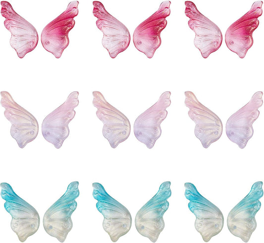 Arricraft 90 Pcs Transparent Glass Butterfly Wings Charms Pendants for Necklace Bracelets Jewelry Making (Mixed Color) Butterfly Wings