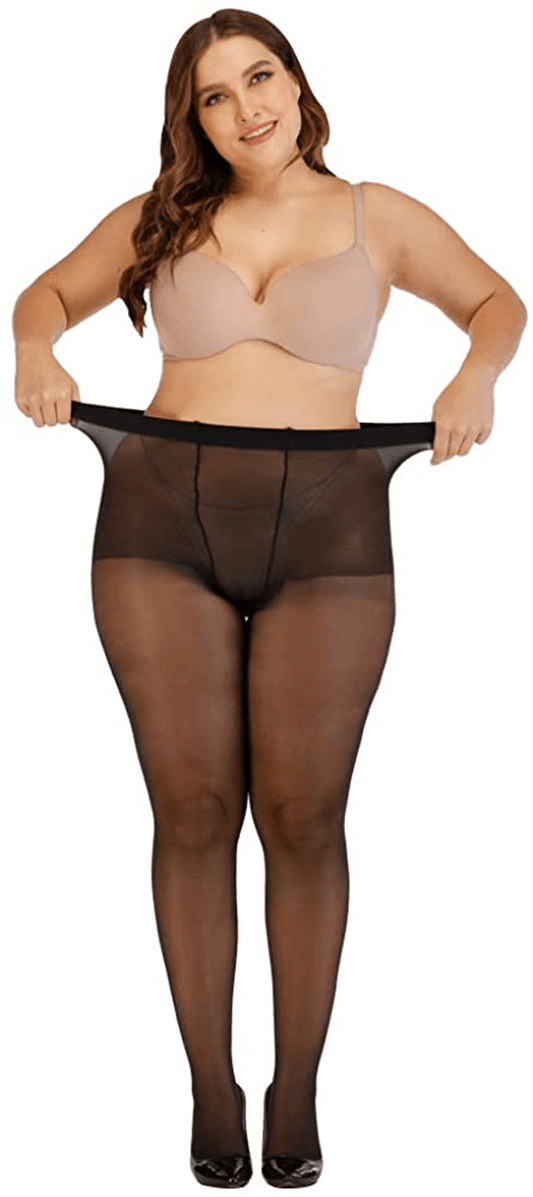 ARRUSA Super Durable plus Size Tights, High Waist Control Top Sheer Pantyhose, Shiny Nylon Thigh High Stockings for Women… Apparel & Accessories > Clothing > Underwear & Socks > Shapewear ARRUSA Black  