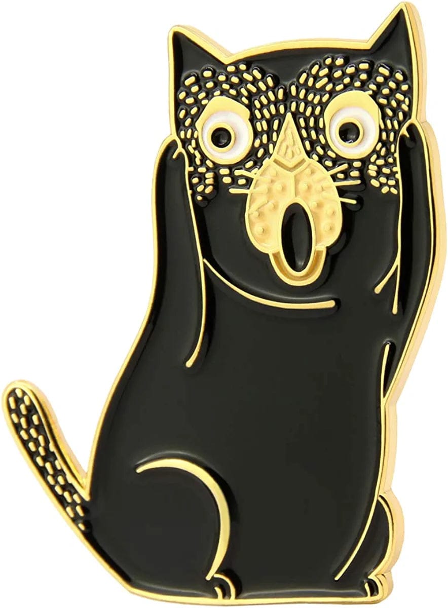 Art History Cat Enamel Lapel Pin 1.25" The Scream Style