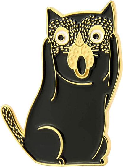 Art History Cat Enamel Lapel Pin 1.25" The Scream Style