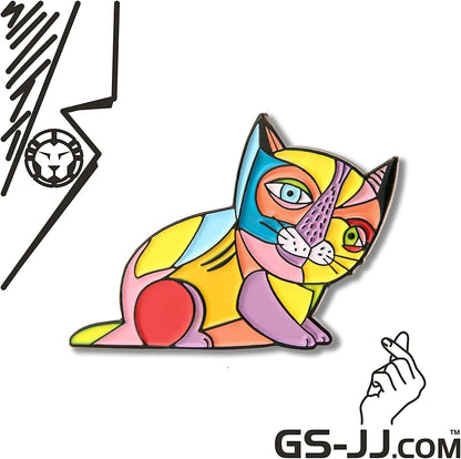 Art History Cat Enamel Lapel Pin 1.25"