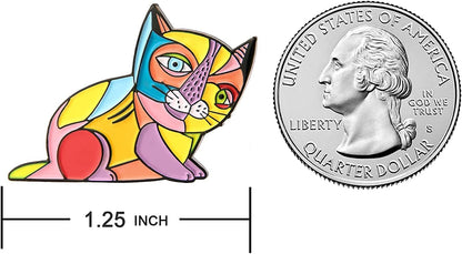 Art History Cat Enamel Lapel Pin 1.25"