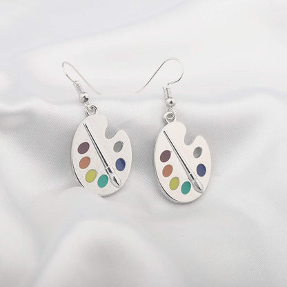 Artist Paint Brush Earrings Paint Palette Charm Earrings Colorful Painter Jewelry Artist Gift Art Teacher Gifts