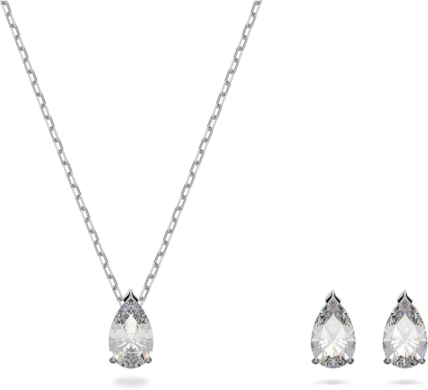 Attract Jewelry Set Collection, Blue Crystals, Clear Crystals Rhodium Finish Pear Crystal