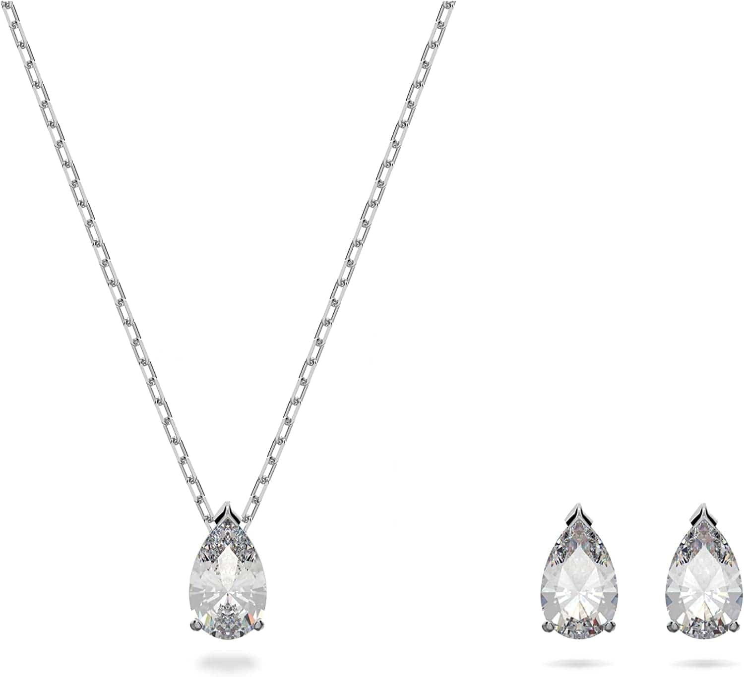Attract Jewelry Set Collection, Blue Crystals, Clear Crystals Rhodium Finish Pear Crystal