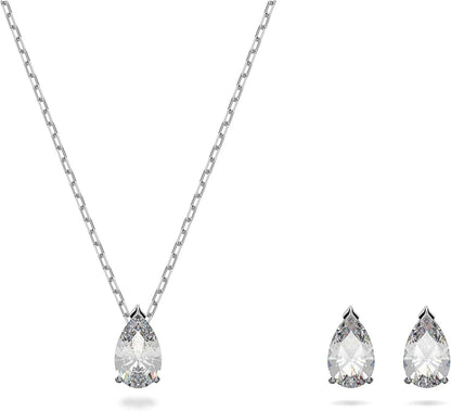 Attract Jewelry Set Collection, Blue Crystals, Clear Crystals Rhodium Finish Pear Crystal