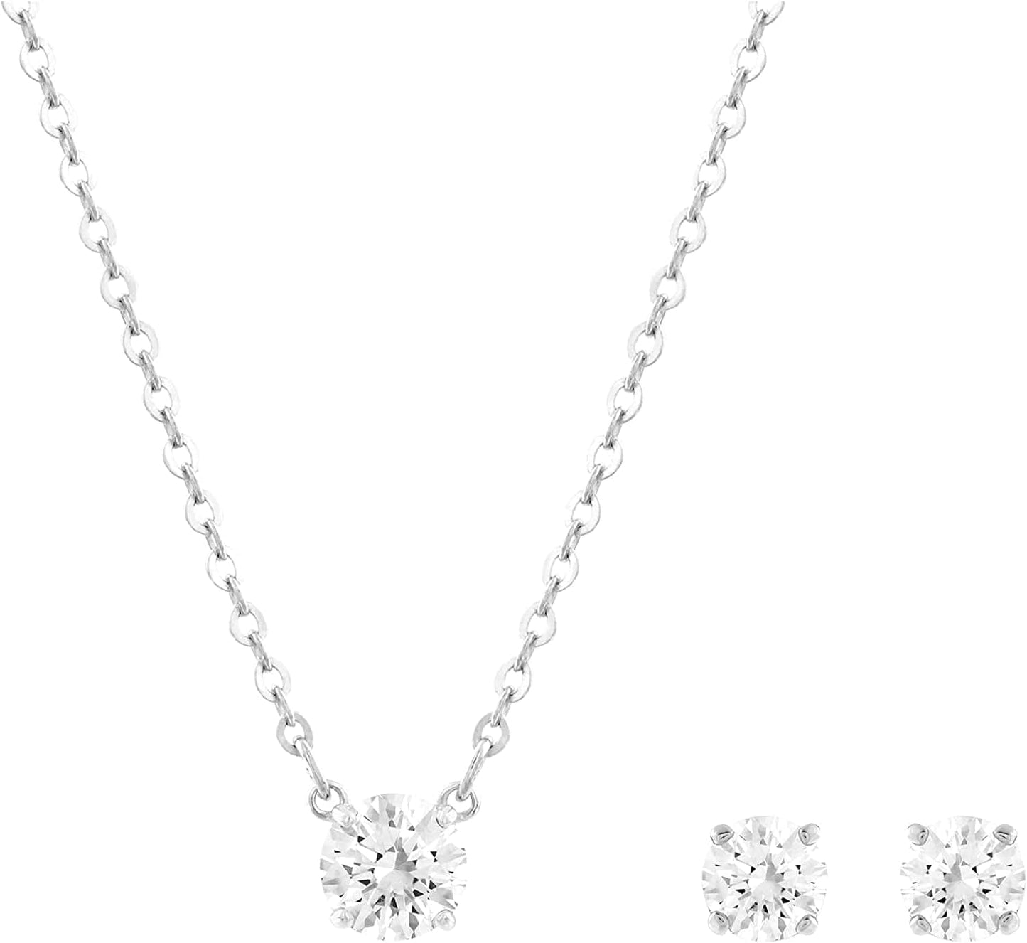 Attract Jewelry Set Collection, Blue Crystals, Clear Crystals Rhodium Finish Clear Crystal