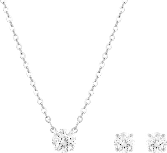Attract Jewelry Set Collection, Blue Crystals, Clear Crystals Rhodium Finish Clear Crystal