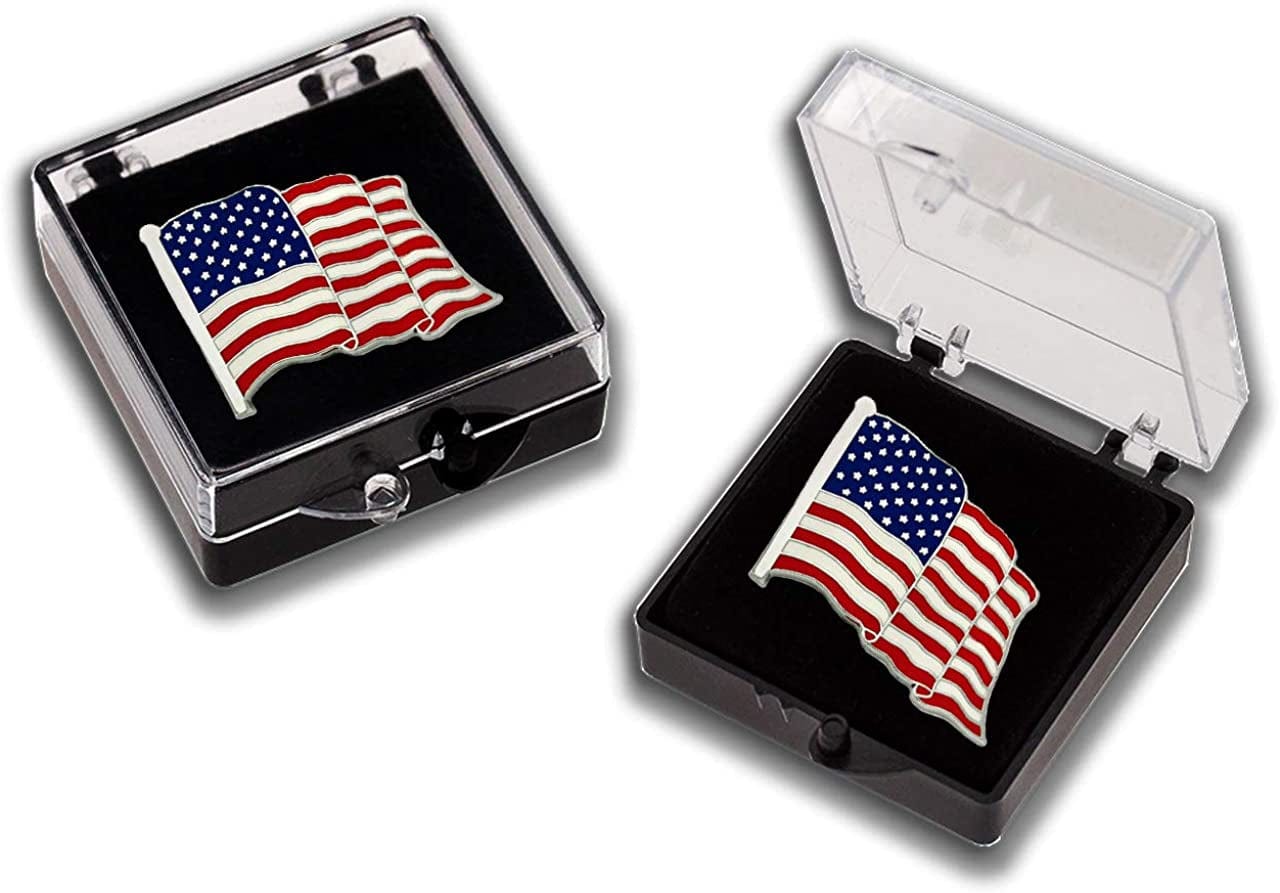 Authentic Silver American Flag Pin Unisex Lapel for Men Women Patriotic Design USA (1)