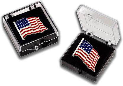 Authentic Silver American Flag Pin Unisex Lapel for Men Women Patriotic Design USA (1)